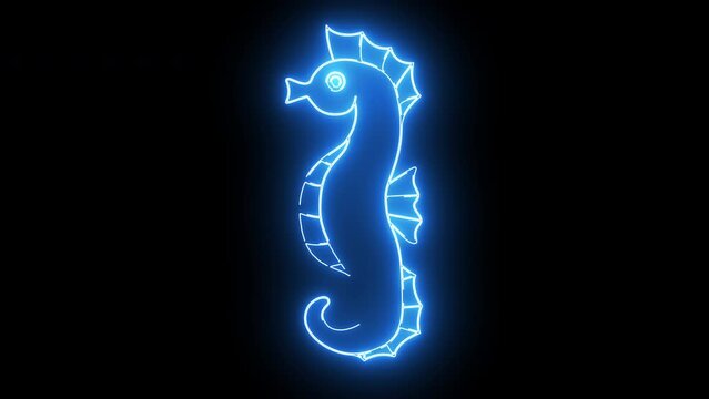 Animated seahorse icon with neon effect