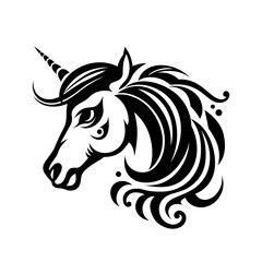 unicorn head silhouette  logo design vector svg 