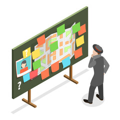 3D Isometric Flat Vector Illustration of Private Detective, Crime Investigation. Item 4