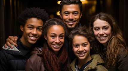 Fototapeta premium A multicultural family, each member representing a different ethnicity