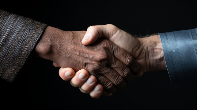A global handshake with hands of different ethnicities reaching out
