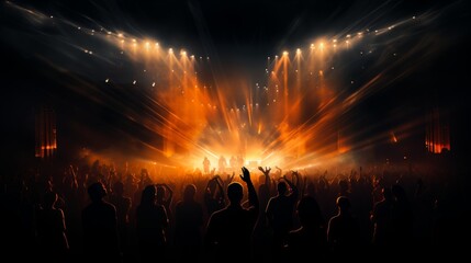 croud of people in the night on the concert party ai generated - obrazy, fototapety, plakaty