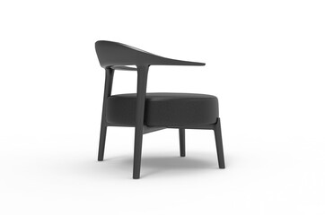 Fototapeta premium Modern black leather armchair isolated on white background. Furniture Collection 