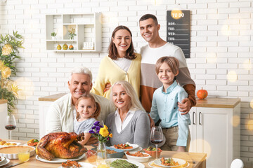 Happy family spending time together on Thanksgiving Day