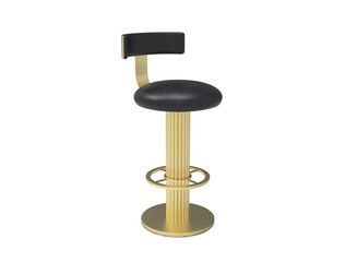  modern black bar stool with single steel leg isolated on white background
