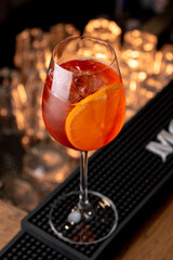 cocktail on the restaurant bar in a beautiful glass