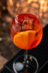 cocktail on the restaurant bar in a beautiful glass