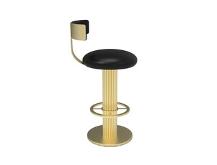  modern black bar stool with single steel leg isolated on white background
