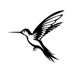 minimalistic  2D logo of a hummingbird taking flight