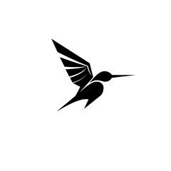 minimalistic  2D logo of a hummingbird taking flight