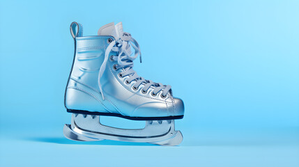 Ice skates on blue background