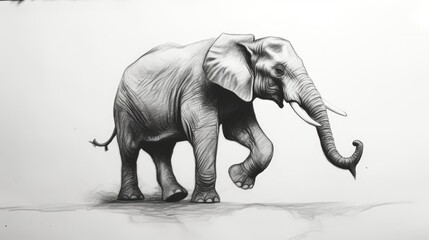  a pencil drawing of an elephant with tusks and tusks on it's tusks.  generative ai