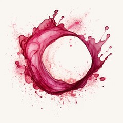 Wine stain red watercolor glass mark ring circle isolated drink background drop white alcohol. Red stain stamp spot paper wine splash cup texture splatter spill water round art winery blot trace.