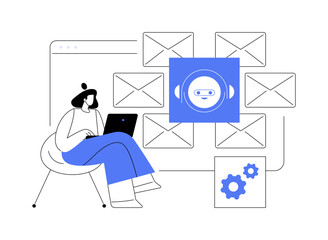 E-mail processing isolated cartoon vector illustrations.