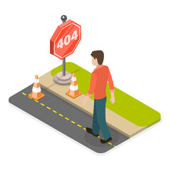 3D Isometric Flat Vector Illustration of 404 Error, Disconnection or Loss of Connectivity. Item 3