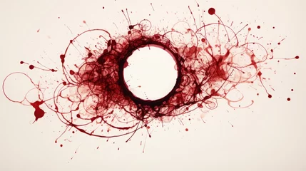 Fotobehang Wine stain red watercolor glass mark ring circle isolated drink background drop white alcohol. Red stain stamp spot paper wine splash cup texture splatter spill water round art winery blot trace. © Максим Зайков