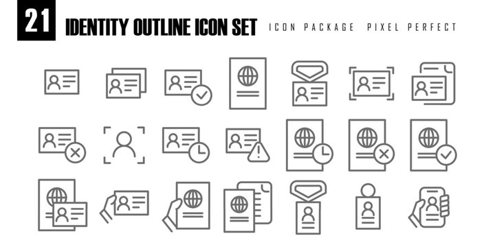 ID and verivication outline icon pixel perfect for web or mobile
