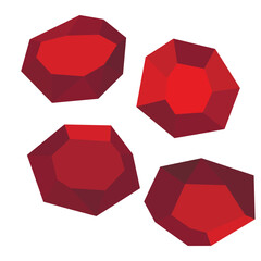 Cartoon stones. Rock stone isometric set. Red boulders, natural building block shapes, wall stones. 3d flat isolated illustration. Vector collection