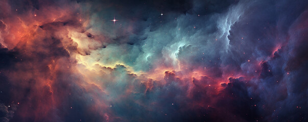 nebula in galaxy colorful clouds space background, made with Generative AI - obrazy, fototapety, plakaty