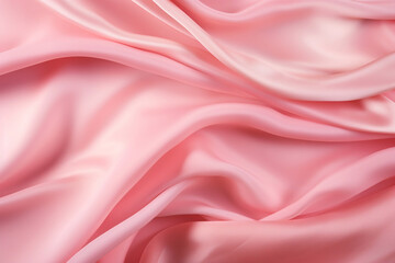 Pink silk fabric texture background. Beautiful pink satin textile texture with folds. Smooth elegant cloth abstract background. Luxurious fashion delicate pink canvas wallpaper.