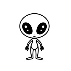 cute cartoon alien vecror illustration outline