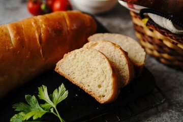 Homemade French Bread | Baguette overhead view