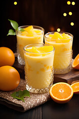 Orange Curd and Luscious Oranges in Two Glasses