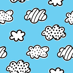 Clouds Seamless Pattern Clouds Digital Paper Clouds Background Sky Pattern Blue Pattern