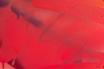 Messy paint strokes and smudges on old painted wall. Pink, purple, blue color drips, flows, streaks...