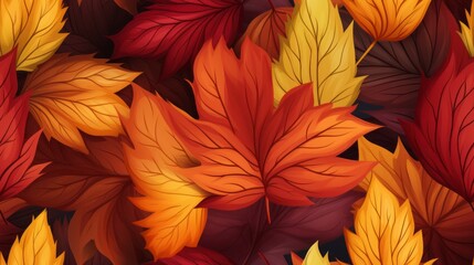 Seamless Autumn Leaves Pattern Texture