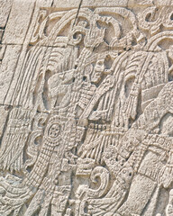 Detailed Mayan carvings on stone, Chichen Itza, Tulum