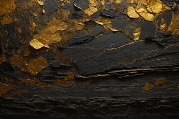 Black stone and gold metal texture