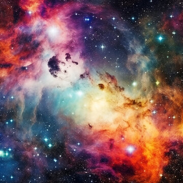Colorful space background with nebula and stars. 3D rendering. Star field in space a nebulae and a gas congestion.