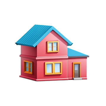 toy house 3D icon on transparent background PNG image