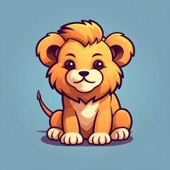 Obraz premium Cute and Simple Lion Logo Icon Illustration