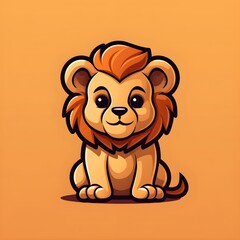 Obraz premium Cute and Simple Lion Logo Icon Illustration