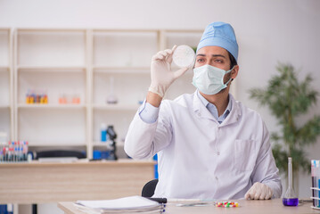 Fototapeta premium Young male chemist working at the lab