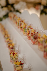 Sweet table. Delicious cakes and fruits. Sweet treats for all occasions.
