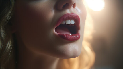 boca atraente com lábios sedutores de prazer 