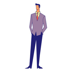 Illustration of Standing Faceless Businessman Character. Vector Design