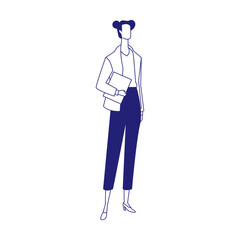 Illustration of Standing Faceless Businesswoman Character Holding a Book. Vector Design