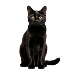 A Black Cat standing, full body, on transparent png. Ai generative.
