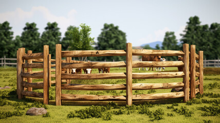 Fototapeta na wymiar Fence for livestock made of wood
