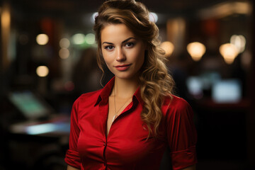 Obraz premium Portrait of a female Casino croupier