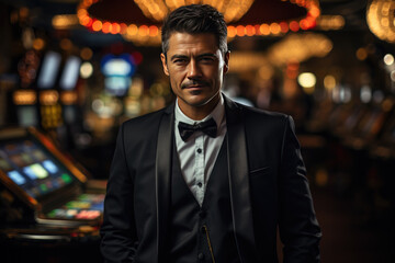 Fototapeta premium Portrait of a casino, croupier