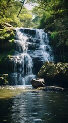 A magnificent and wonderful waterfall found in a beautiful forest. the wonders of nature. generative AI