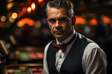 Fototapeta premium Portrait of a casino, croupier