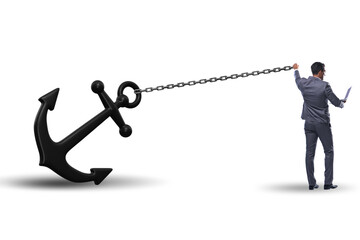 Businessman with anchor in business concept