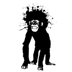 monkey black power ink whrite background