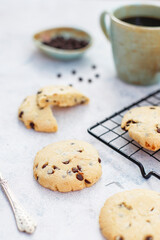 Obraz na płótnie Canvas Homemade delicious chocolate chip cookies.